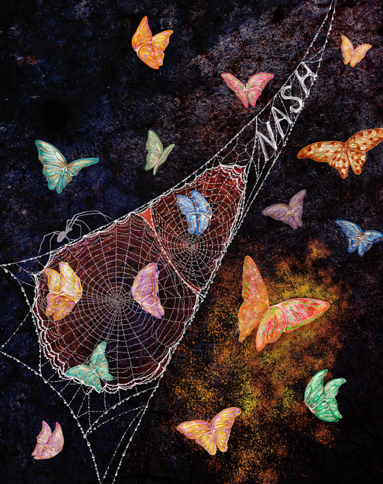 Organoid butterflies on NASH spider web
