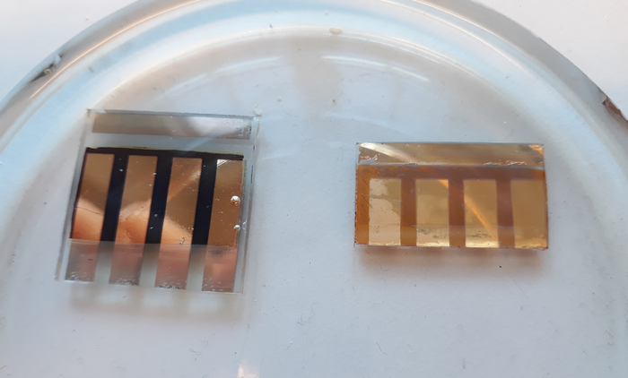 Two perovskite cells immersed in water