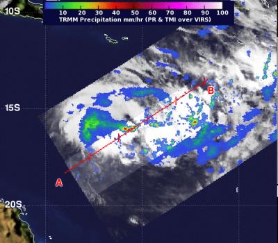 NASA's TRMM Satellite Captured Rainfall Rates within System 92P