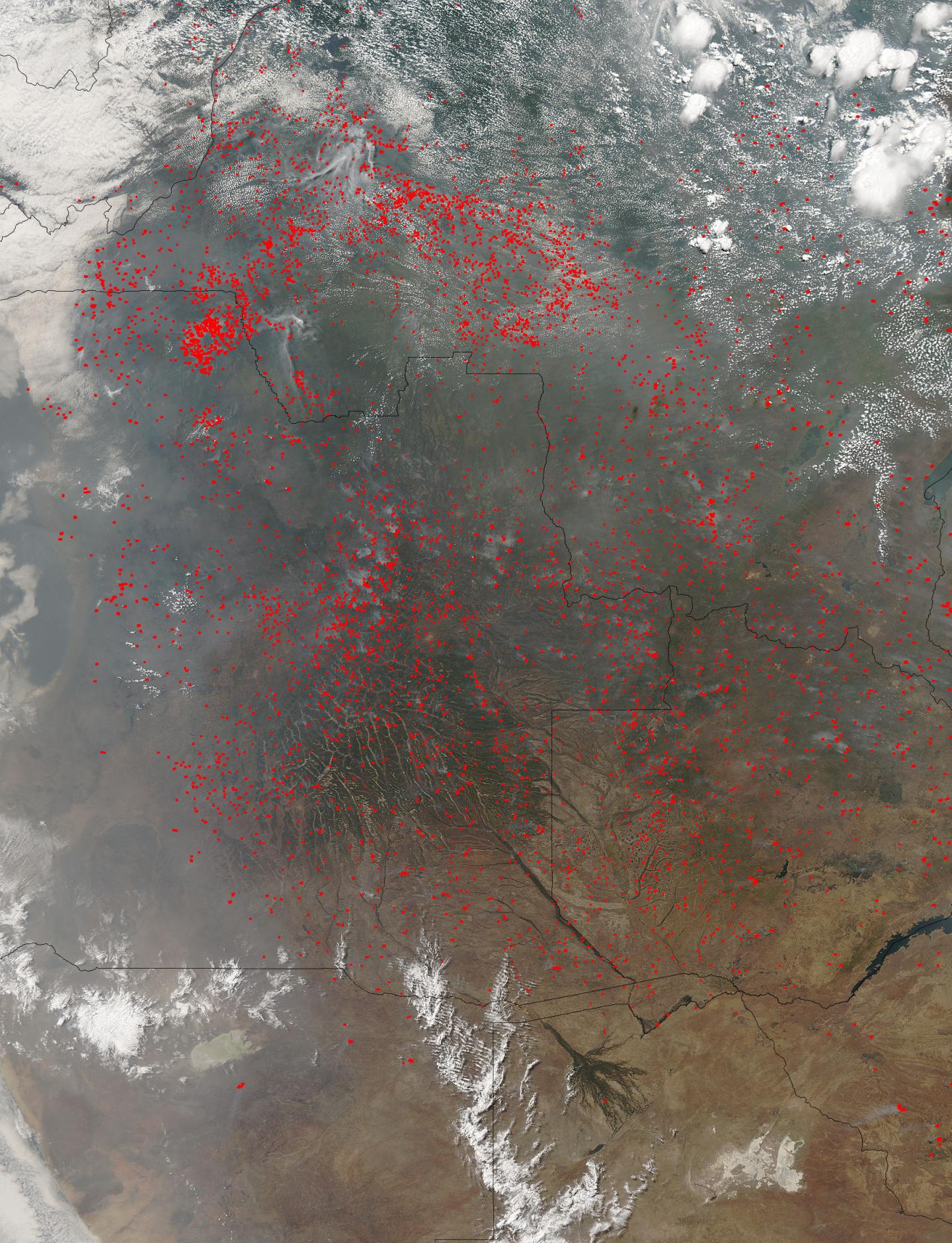 NASA's Aqua Satellite Sees Central Africa in the 'Red'