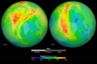 Dynamics of the Ozone Layer from Jan. 1 to March 23, in both 2010 and 2011