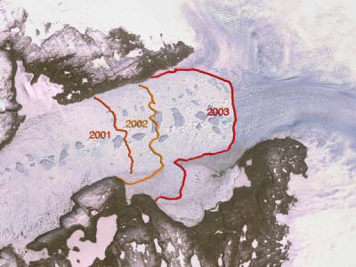 Jakobshavn Glacier Retreat 2001-2003