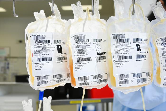 Blood plasma bags