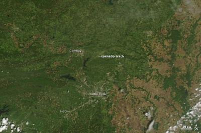 NASA Satellite View of Tornado Track North of Little Rock, Ark.