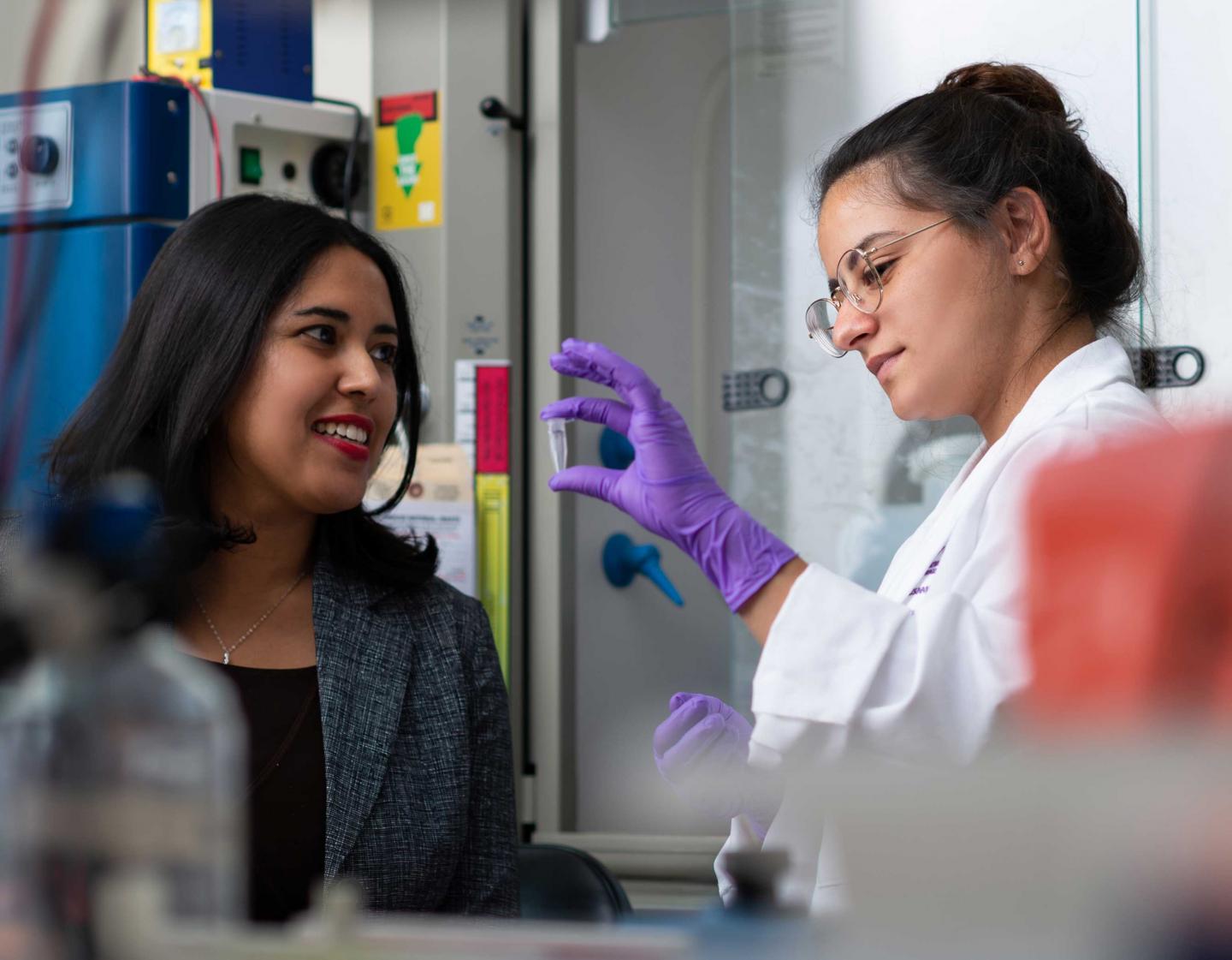 Anushree Chatterjee and graduate student Dana Stamo