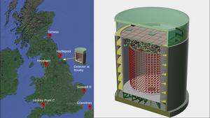 Schematic of the antineutrino detector and reactors