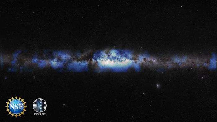 Composite of Milky Way in visual light and neutrinos