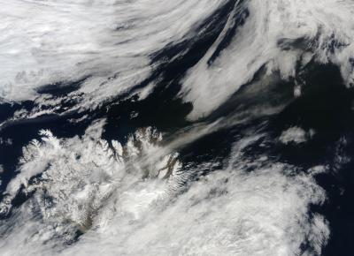 NASA's Terra Satellite Sees Ash Blowing Northeast
