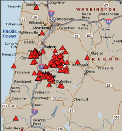 False Bromes' Locations in Oregon