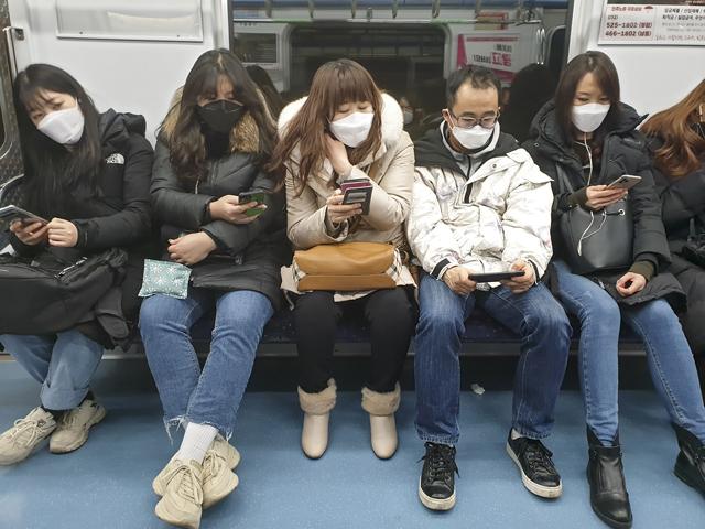 Inside of a Incheon Subway on February 5, 2020