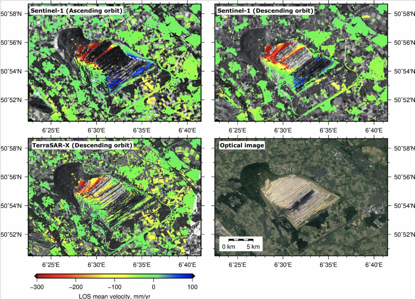 Satellites monitoring open-pit mines