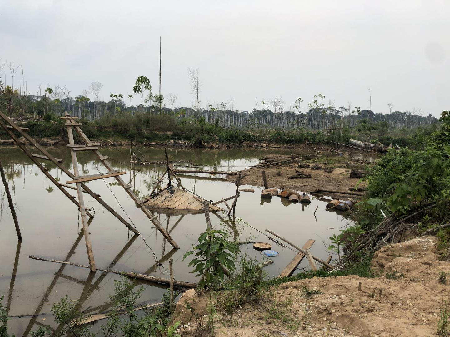 Abandoned Mine Pit in Peruvian Amazon