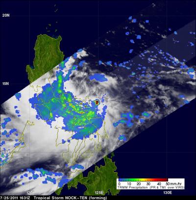 Rainfall Rates of Tropical Storm Nock-ten