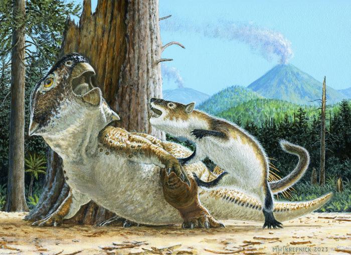 Illustration - mammal-dino encounter