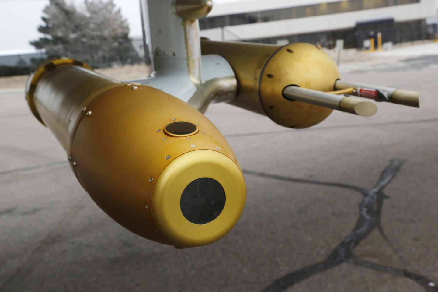 Atmospheric Instruments Dangle from a Research Aircraft