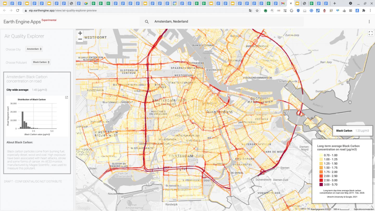 Map of Amsterdam air quality