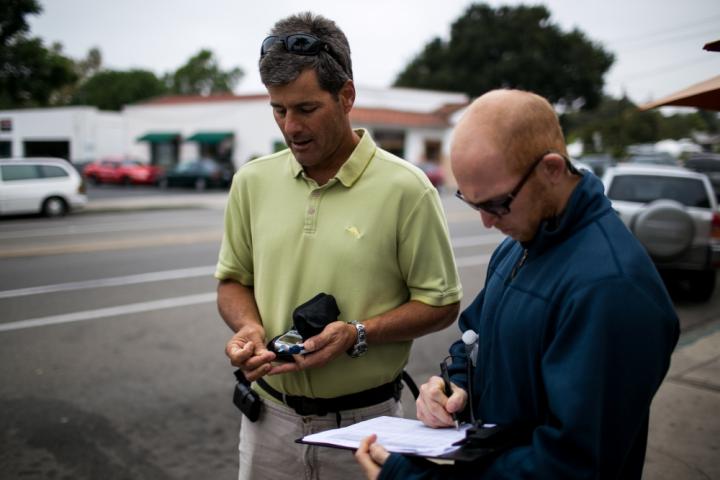 A Volunteer Checks His Blood Sugar