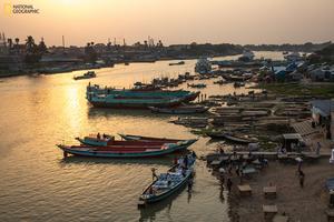 A view of the Meghna River around Chandpur, Bangladesh