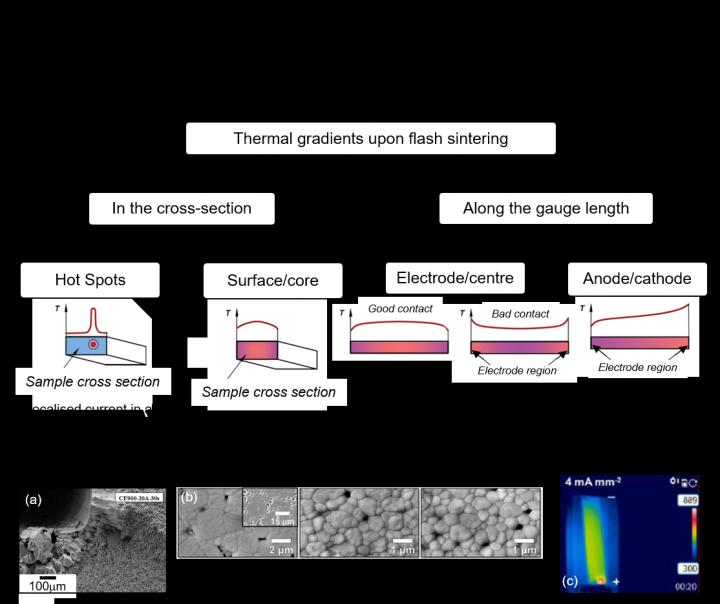 Causes and Effects of thermal and microstructural gradients in flash sintered ceramics.
