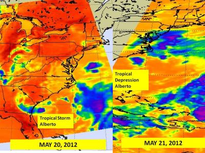 2 NASA Infrared Images of Alberto Weakening