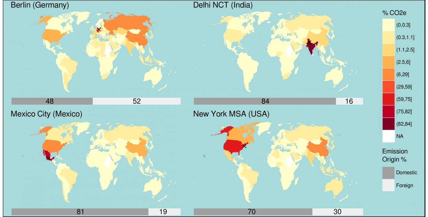 The Global Reach of Urban GHG Footprints