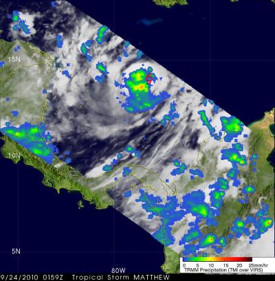 NASA's TRMM Satellite Sees Heavy Rain in Trop. Storm Matthew