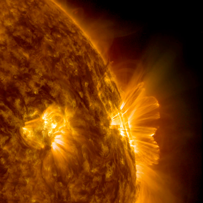 A plasma ejection during a solar flare.