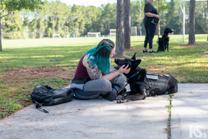 Veteran with Service Dog.