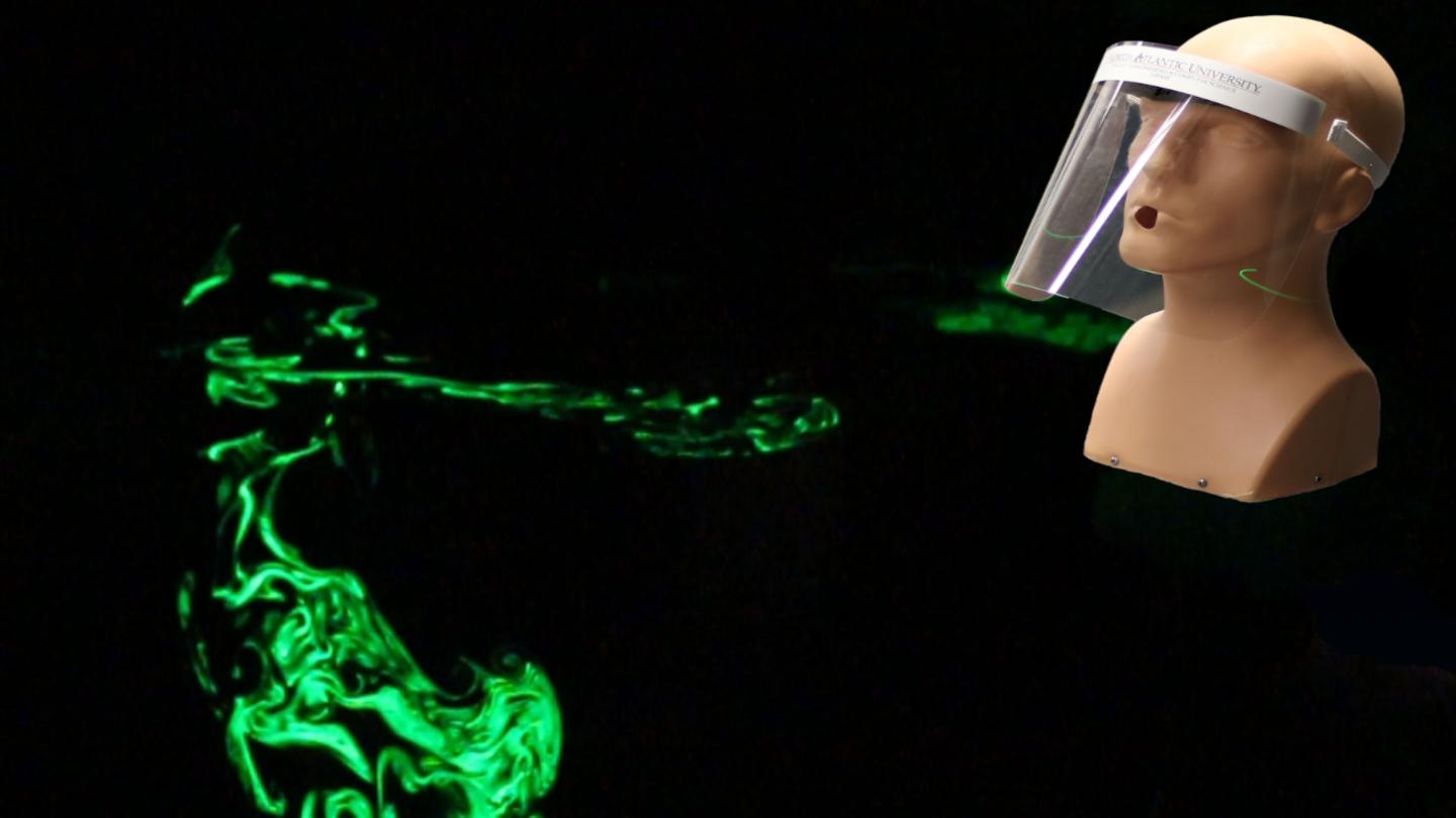 Far-Field View of a Droplet Spread when a Face Shield Is Used