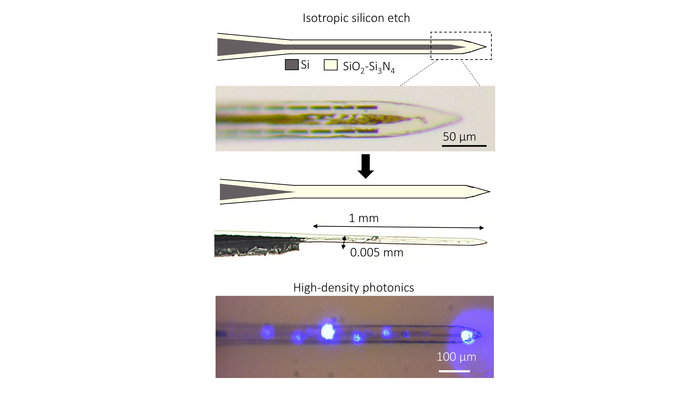 Neural optoelectrodes merging semiconductor scalability with polymeric-like bendability