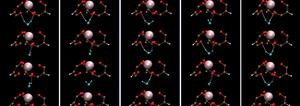 Snapshot of Ho(III) aqua-tris(dibenzoylmethane) or Ho-(DBM)3.H2O derived from classical molecular dynamics (CMD) simulations