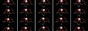 Snapshot of Ho(III) aqua-tris(dibenzoylmethane) or Ho-(DBM)3.H2O derived from classical molecular dynamics (CMD) simulations