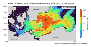 Spread of methane in Baltic sea