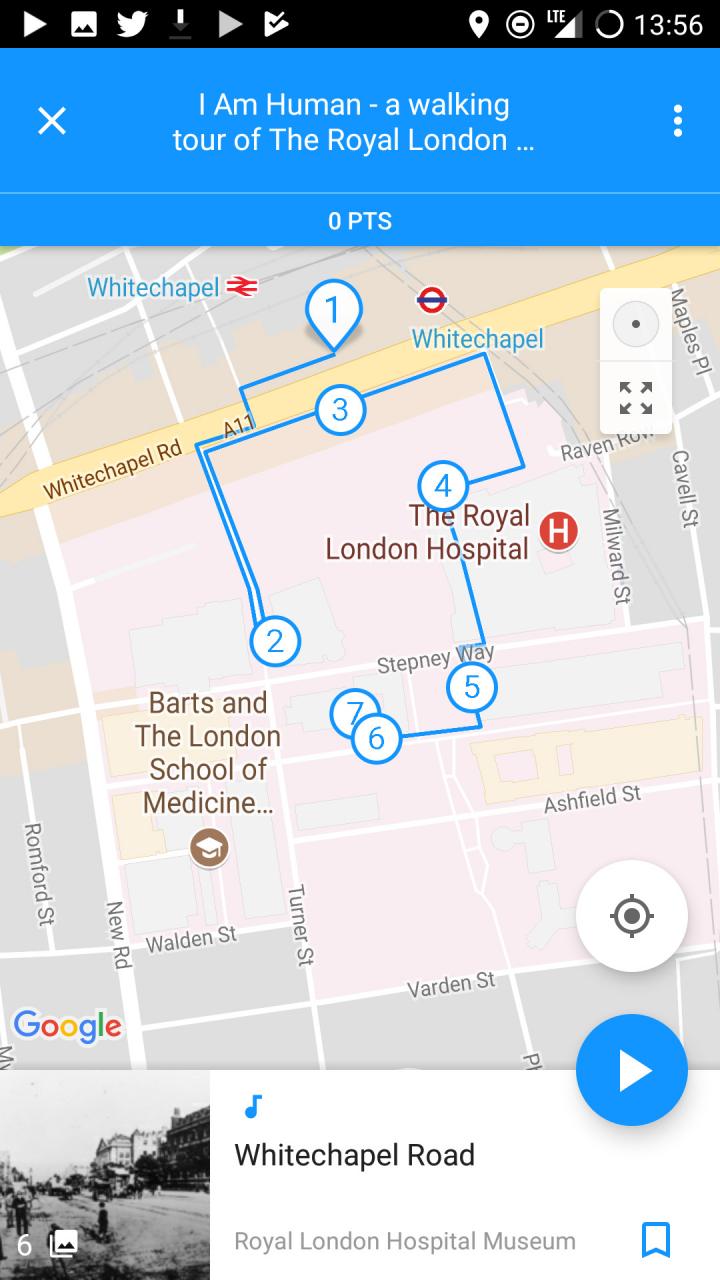 Screenshot of 'I am Human' Walking Tour App