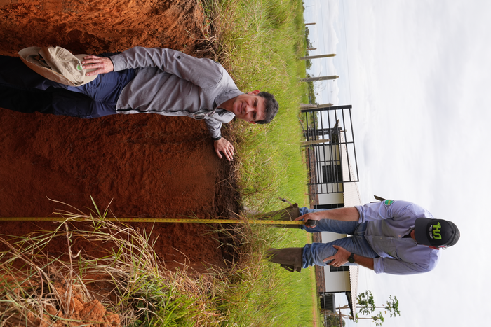 Reasearchers have found that soil carbon is stored by grass roots