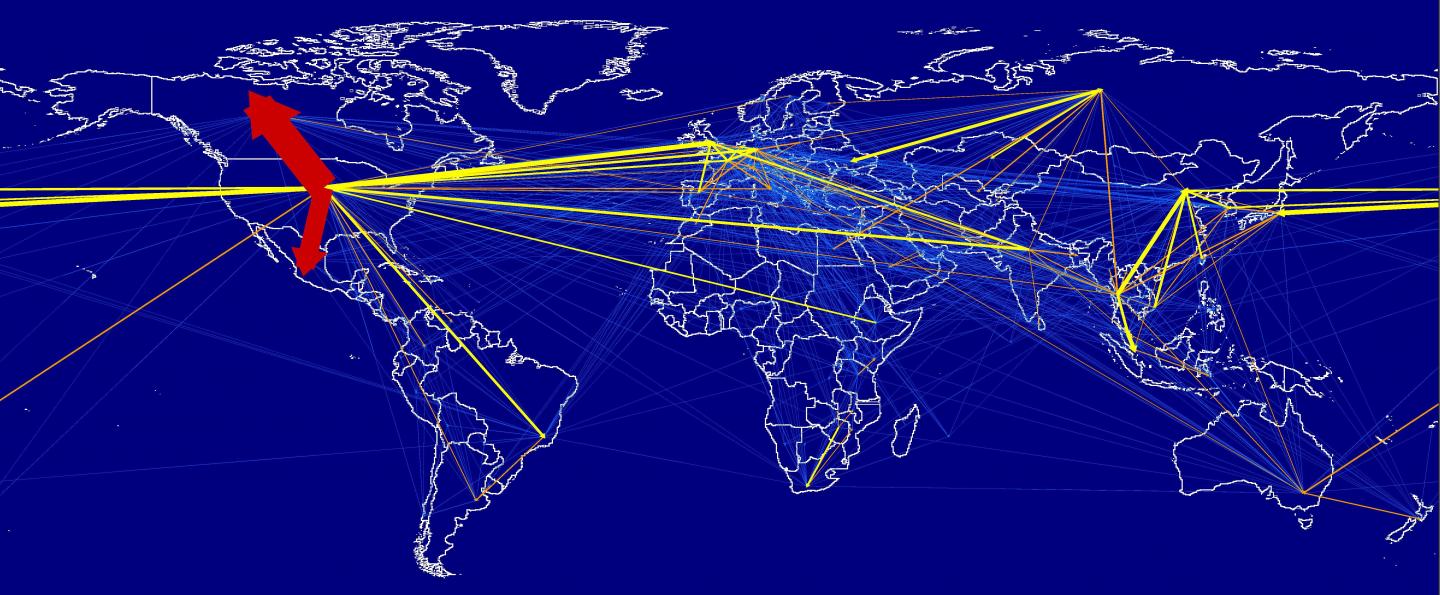 Major Bilateral Embodied Carbon Movements -- Map