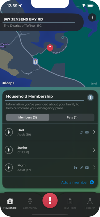 CHERP household information screen