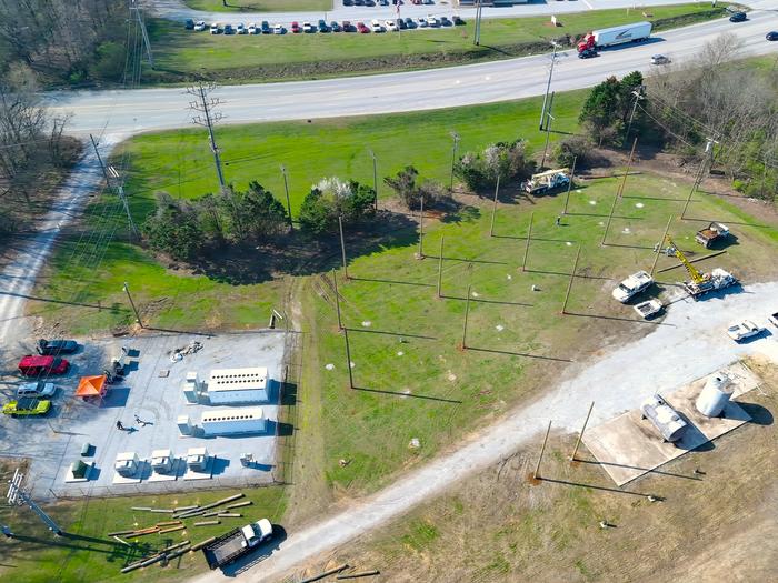 Drone view of demonstration at EPB of Chattanooga