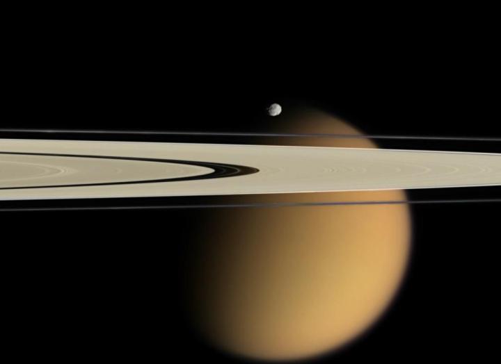 Titan with Saturn's Rings