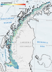 Map of glacial ice speed