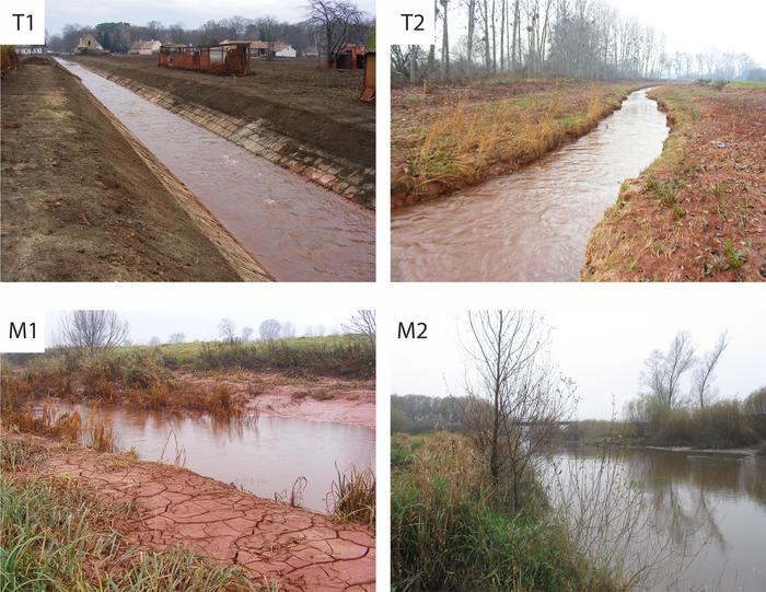 Photos from the examined stream sections from November 2010, after an industrial disaster (Red Sludge Disaster, Hungary)