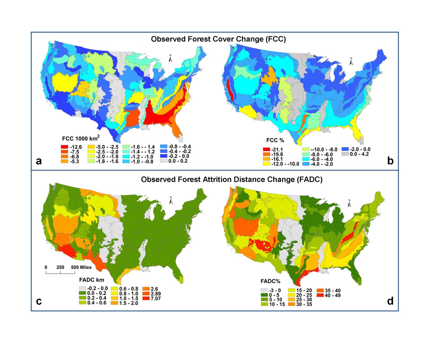 Average Distance to Nearest Forest Increased by Almost 14% in the Continental Us over a Single Decad