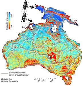 Predicted human presence across Sahul 35,000 years ago