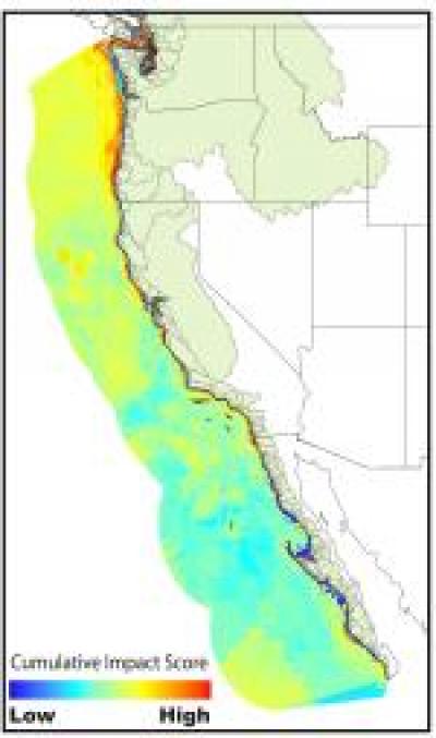 Cumulative Impact of 25 Human Stresses to Marine Ecosystems