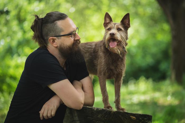 Tamás Faragó with his dog, Joel