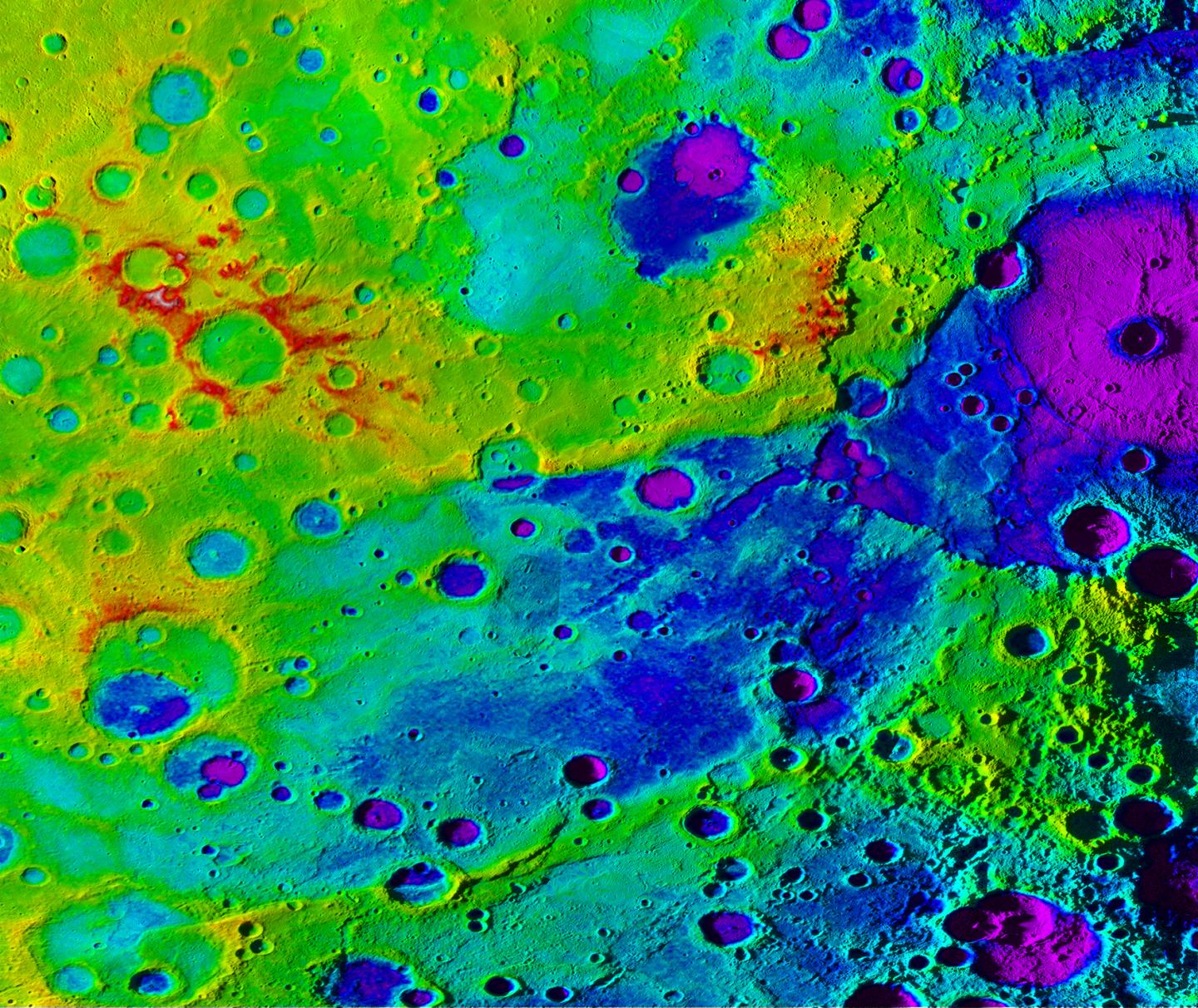 Color Topographic Map of Mercury's 