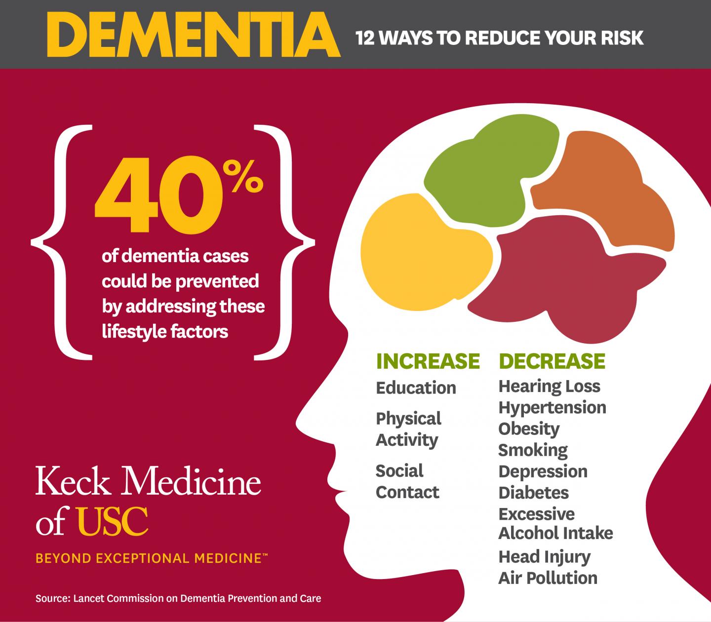 Infographic of the 12 Preventative Risk Factors for Dementia