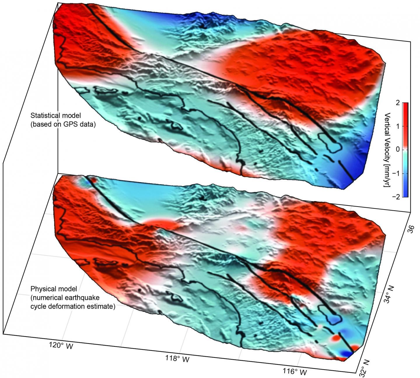 Uplift and Subsidence Map around San Andreas Fault System