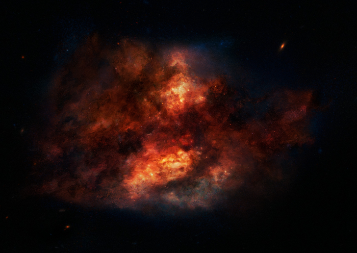 Artist's impression of a dust-enshrouded starburst