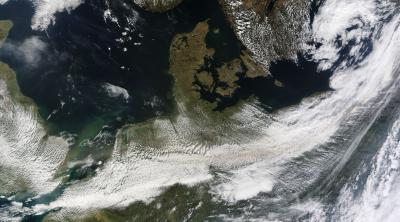 Unlabeled NASA Satellite Image of Volcanic Plume